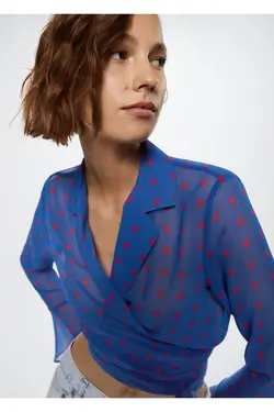 بلوز توری خال خالی - یاری شاپ