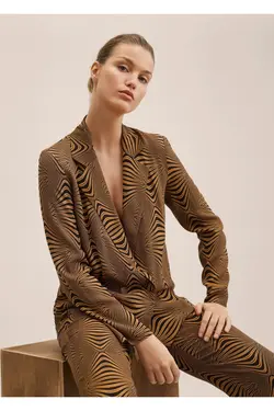 بلوز دکمه دار طرح دار - یاری شاپ