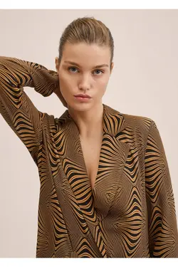 بلوز دکمه دار طرح دار - یاری شاپ