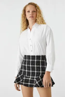 بلوز دکمه دار مرواریدی زنانه 3wak60230uw - یاری شاپ