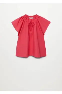 بلوز رفل یقه صورتی زنانه - یاری شاپ