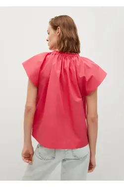 بلوز رفل یقه صورتی زنانه - یاری شاپ