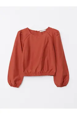 بلوز زنانه آستین بلند پاپلین یقه خدمه - یاری شاپ