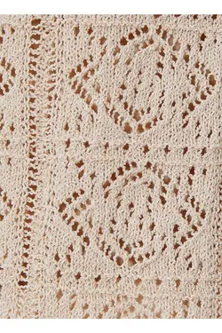 بلوز زنانه بژ یقه پولک دار 3sak30003ht - یاری شاپ