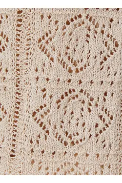 بلوز زنانه بژ یقه پولک دار 3sak30003ht - یاری شاپ