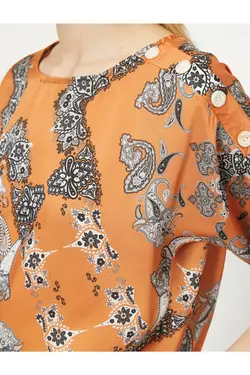 بلوز زنانه نارنجی طرحدار 0KAK68841PW - یاری شاپ
