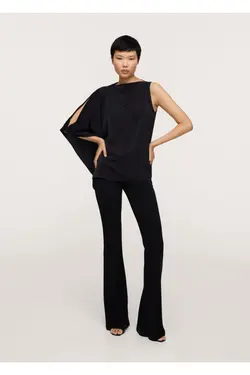 بلوز ساتن نامتقارن مشکی زنانه - یاری شاپ