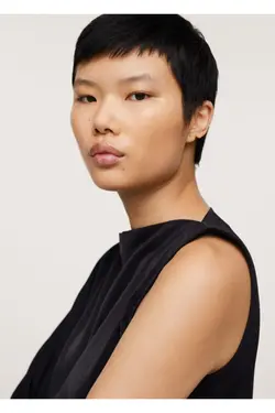 بلوز ساتن نامتقارن مشکی زنانه - یاری شاپ