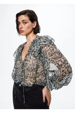 بلوز شیفون طرح دار پیزلی - یاری شاپ