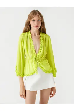 بلوز شیفون کراواتی با جزییات رفل - یاری شاپ