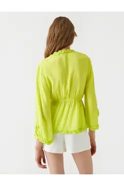 بلوز شیفون کراواتی با جزییات رفل - یاری شاپ