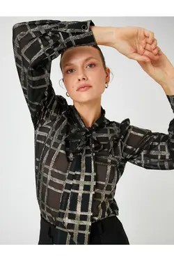 بلوز شیفون یقه آستین بلند - یاری شاپ