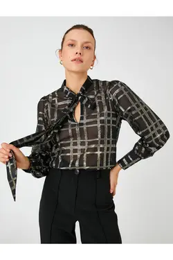 بلوز شیفون یقه آستین بلند - یاری شاپ