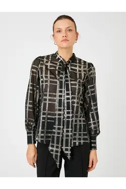 بلوز شیفون یقه آستین بلند - یاری شاپ