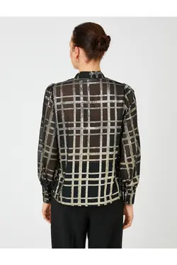 بلوز شیفون یقه آستین بلند - یاری شاپ