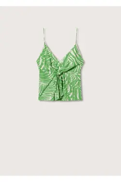 بلوز طرح دار با جزئیات گره - یاری شاپ