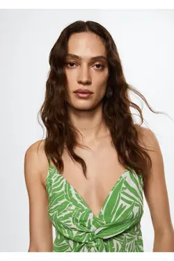 بلوز طرح دار با جزئیات گره - یاری شاپ