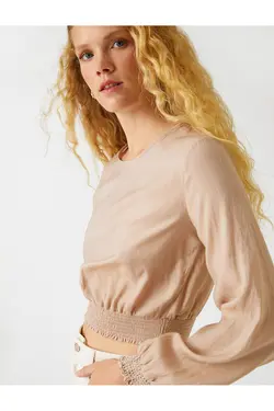 بلوز کراپ با جزئیات الاستیک - یاری شاپ