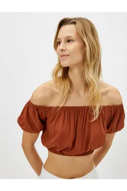 بلوز کراپ قهوه ای زنانه - یاری شاپ