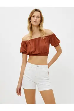 بلوز کراپ قهوه ای زنانه - یاری شاپ
