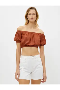 بلوز کراپ قهوه ای زنانه - یاری شاپ