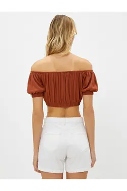 بلوز کراپ قهوه ای زنانه - یاری شاپ