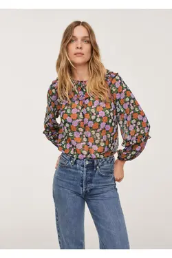 بلوز گلدار زنانه نارنجی طرح دار - یاری شاپ