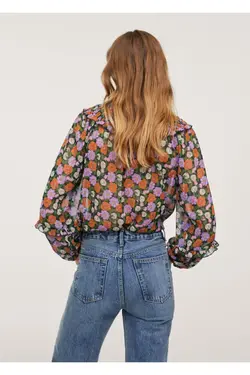 بلوز گلدار زنانه نارنجی طرح دار - یاری شاپ