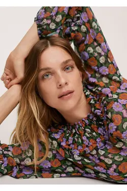 بلوز گلدار زنانه نارنجی طرح دار - یاری شاپ