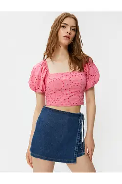 بلوز گلدوزی شده بلوز آستین بادکنکی گیمپ - یاری شاپ