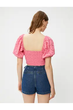 بلوز گلدوزی شده بلوز آستین بادکنکی گیمپ - یاری شاپ