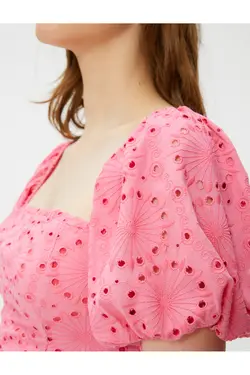 بلوز گلدوزی شده بلوز آستین بادکنکی گیمپ - یاری شاپ