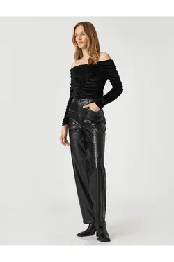 بلوز لباس شب مخمل آستین بلند روی شانه - یاری شاپ