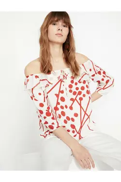 بلوز نارنجی زنانه 9KAK68965CW - یاری شاپ