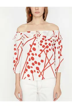 بلوز نارنجی زنانه 9KAK68965CW - یاری شاپ