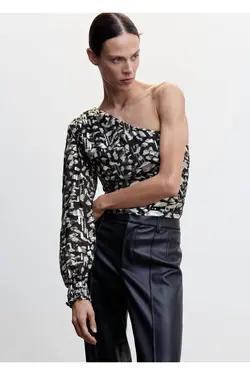 بلوز نامتقارن با جزئیات براق - یاری شاپ