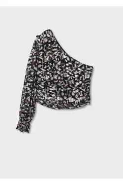 بلوز نامتقارن با جزئیات براق - یاری شاپ