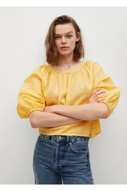 بلوز نخی زنانه طرح زرد - یاری شاپ