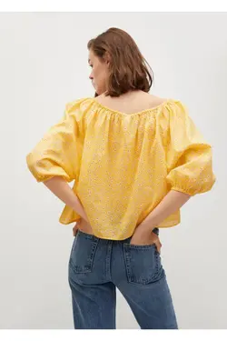 بلوز نخی زنانه طرح زرد - یاری شاپ