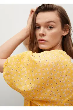 بلوز نخی زنانه طرح زرد - یاری شاپ