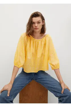 بلوز نخی زنانه طرح زرد - یاری شاپ