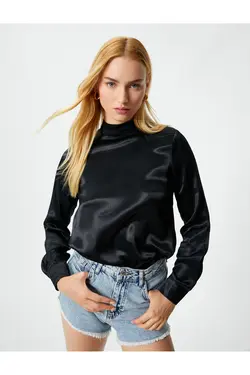 بلوز یقه بلند با جزئیات کراوات پشت - یاری شاپ