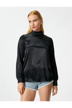 بلوز یقه بلند با جزئیات کراوات پشت - یاری شاپ