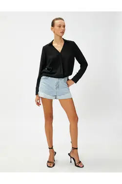 بلوز یقه پیراهن پاکت آستین بلند - یاری شاپ