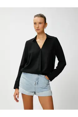 بلوز یقه پیراهن پاکت آستین بلند - یاری شاپ