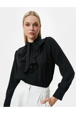 بلوز یقه روسری آستین بلند یقه V - یاری شاپ