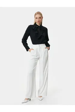 بلوز یقه روسری آستین بلند یقه V - یاری شاپ