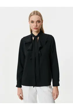 بلوز یقه روسری آستین بلند یقه V - یاری شاپ