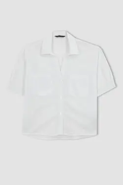 پیراهن Crop یقه آستین کوتاه 100% پنبه - یاری شاپ