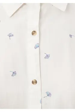 پیراهن آبی چاپ شده با تناسب معمولی / برش معمولی 1210610-85866 - یاری شاپ